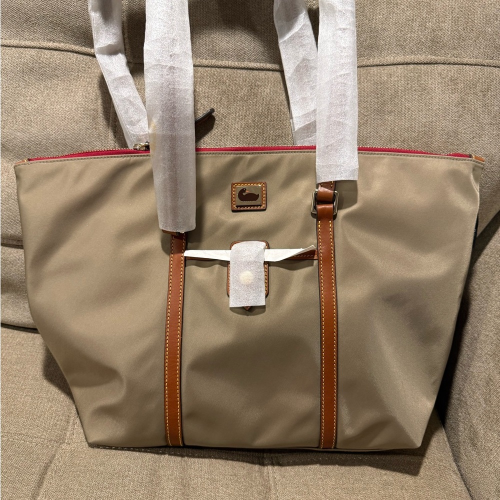 Dooney & Bourke Tan and Brown Tote with Leather Accents - Picture 2 of 6